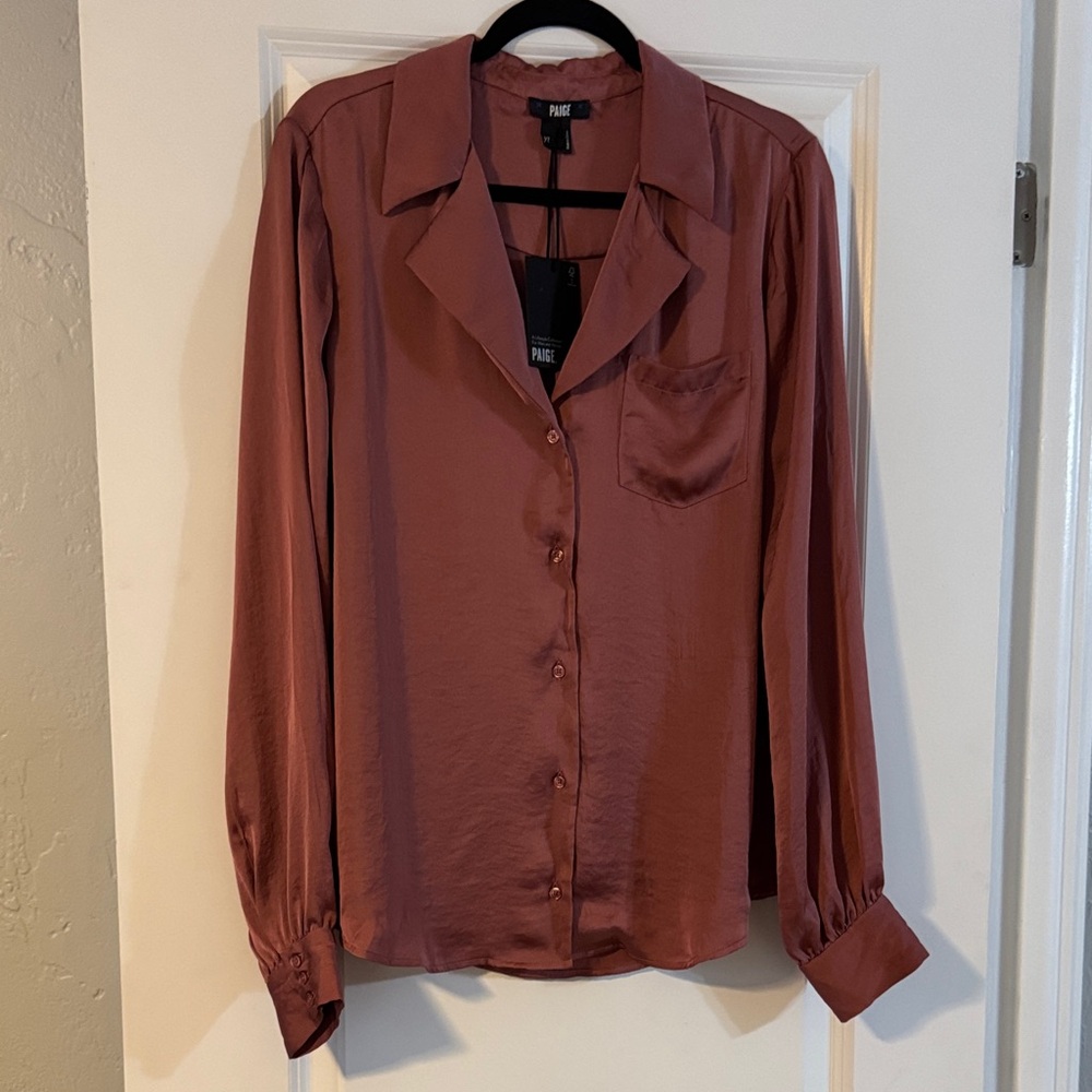 PAIGE Dusty Rose Satin Blouse